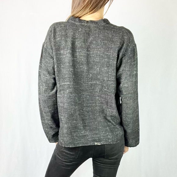 🖤Black Blended Fabric Boho Style Loose Cotton Hippie Peasant Blouse Shirt Top - Picture 4 of 12